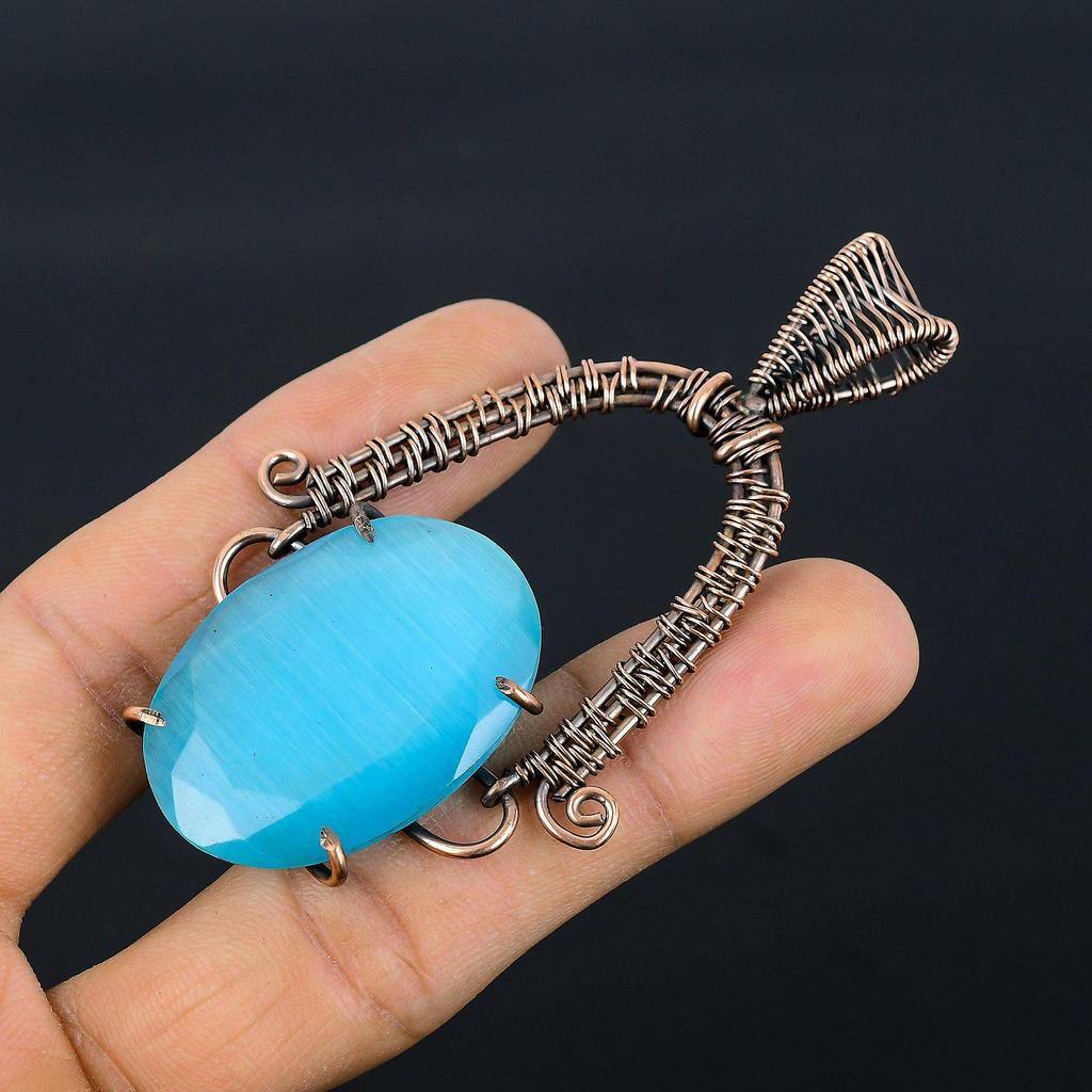 Monalisa Pendant, 999 Copper Wire Wrapped Pendant Handmade Gemstone Jewelry, Gifts For Wife Brand New Pendant