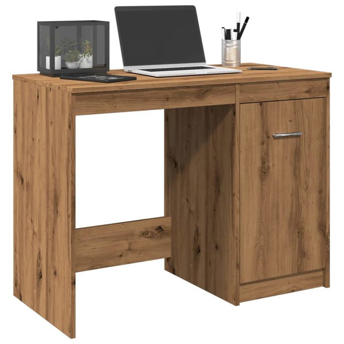 VidaXL Bureau chêne artisanal 100x50x76 cm bois d'ingénierie, bureau d'écriture, bureau d'ordinateur, bureau à domicile, 856003