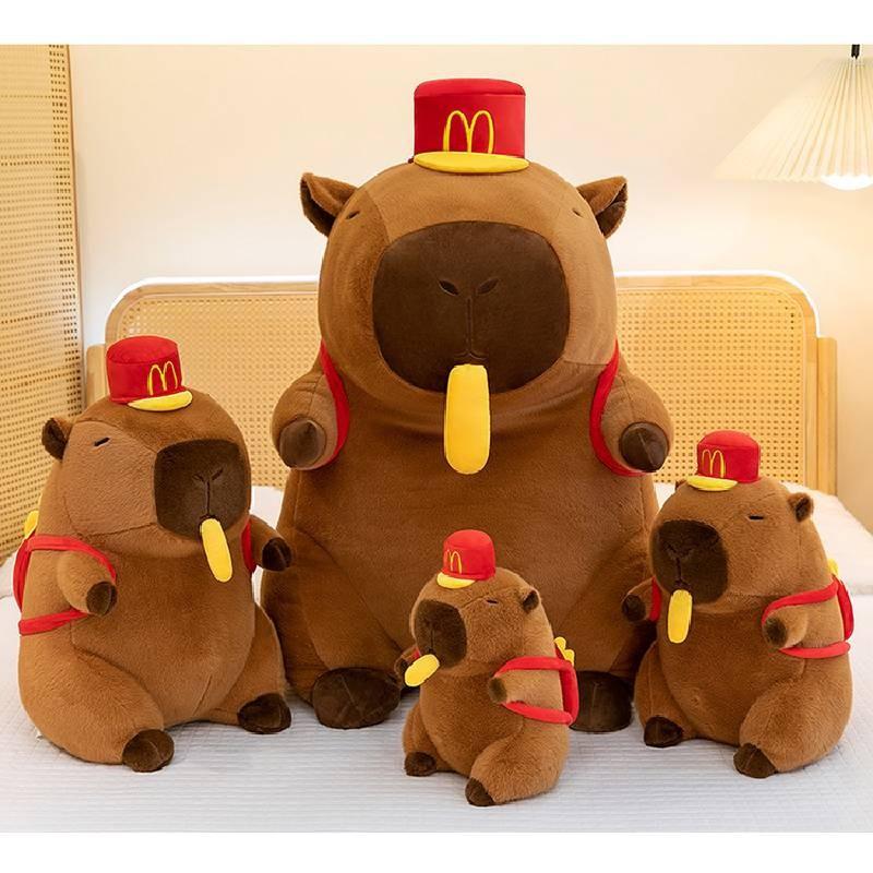Plush Creative Capybara Toy Hat Fries Backpack Stretchable Poseable Kids Gift