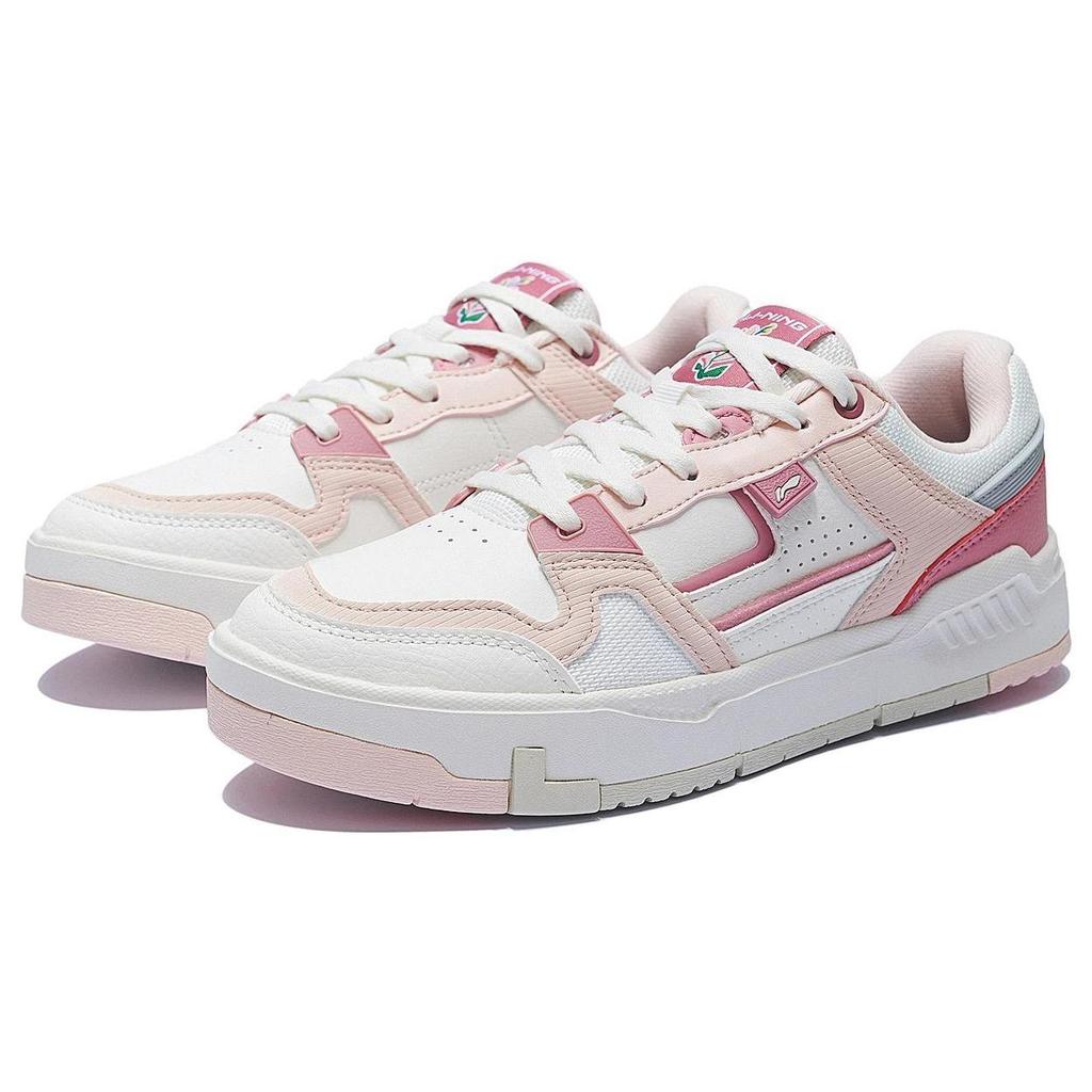 Li Ning ACE V2 Низкие Скейтбордические Кроссовки Женские Розовые Белые AGCS156-3