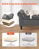 Button-Tufted Storage Ottoman Bench, Rolled Arm PU Leather Bench with Solid Wood Legs, Modern Shoe Benches Seat for Entryway, Upholstered End of Bed