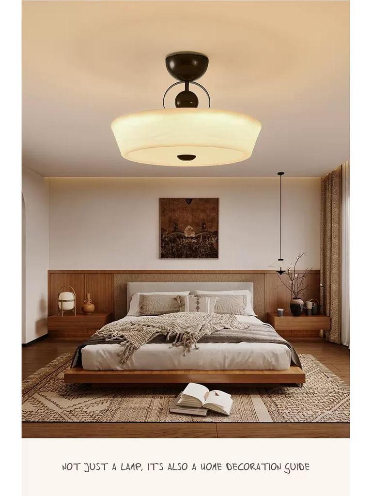 Pre-owned Retro Round Walnut Wood Chandelier for Bedroom or Study - Eye-Protection Ceiling Light
