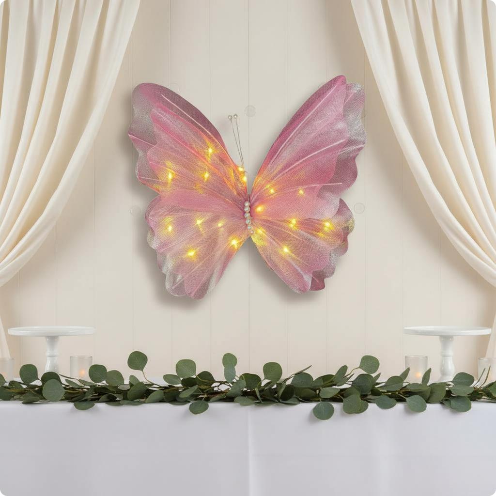 3 Pieces LED Butterfly Lights Glowing Butterfly Fairy Lights Event Ornament Romantic Warm Soft Shine for Wedding