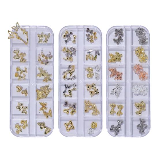 Nail Art 12 Mixed Shining Styles Three-dimensional Decor Sparkling DIY Grids Luxury Manicure Butterfly Ornament