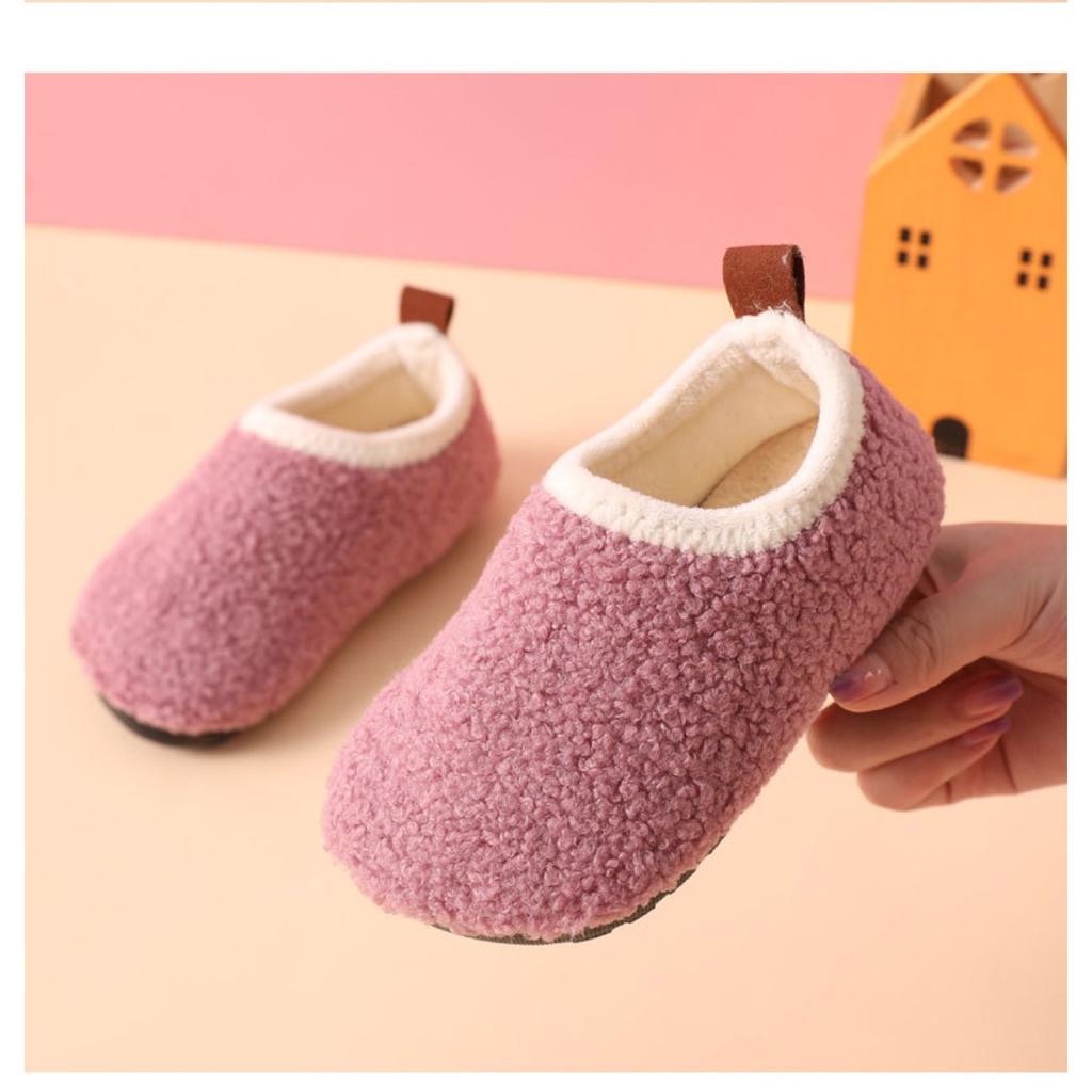 Плюшевые детские носки для пола, обувь для мужчин и женщин, детская антискользящая подошва, утолщенные хлопковые туфли для осени и зимы, домашние хлопковые тапочки для помещений
