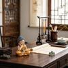 Chinese Aesthetic Crafts Buddha Resin Statue, Zen Meditation Figurine, Peaceful Desktop Decor for Housewarming Gifts Living Room, Study, Entryway,