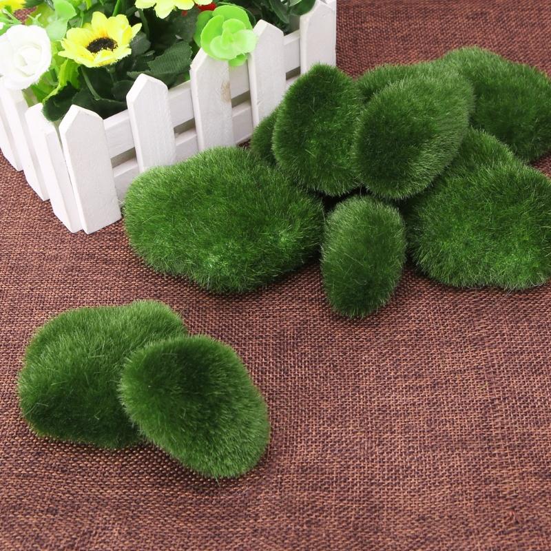 8/10 шт искусственный мох нечеткий каменный шар рок миниатюрный сад бонсай растение деко