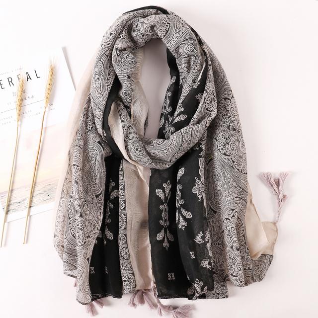 Брендовый дизайнерский женский шарф, теплый принт, пляжный саронг, шали, роскошные хлопковые и льняные банданы, мусульманский хиджаб, женские шарфы с кисточками, парео