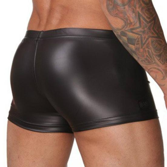 Sexy Men Faux Leather Boxers Briefs Shorts Underwear Soft Underpants Swimwear