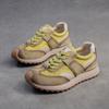 Johnature Breathable Mesh Splicing Genuine Leather Casual Sneakers Mixed Colors Flat Comfortable Women's Shoes