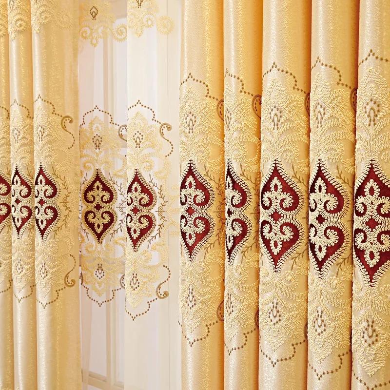 Вышитые шторы для гостиной, балкона, спальни, напольная занавеска, европейская полная затемняющая занавеска для двери, карниз