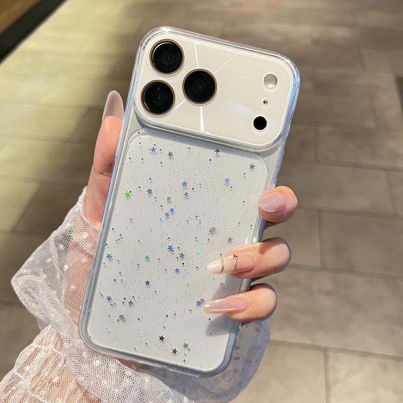Совместимый чехол Aurora Camera с блестками и каплями клея для iPhone 17 Pro Max