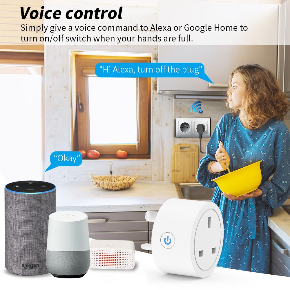Germa UK 10a Plug Wi-Fi Розетка синхронизации Умный дом Розетка Монитор мощности Приложение Tuya Smart Life работает с Aleax Google Home