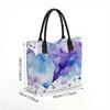  Watercolor Heart Print Casual Tote Bag Large Capacity Fashion Daily Shoulder Handbag for Women