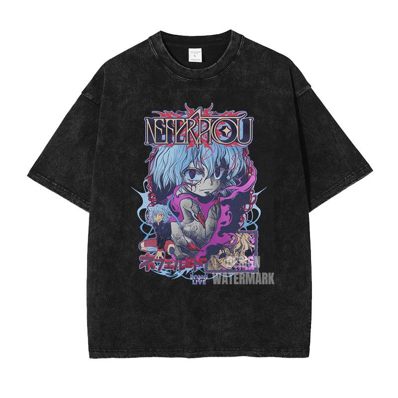 Anime Hunter X Hunter Graphic Cotton Tshirt Unisex Vintage Washed Killua Kurapika Gon T Shirt Hisoka Tshirt For Man