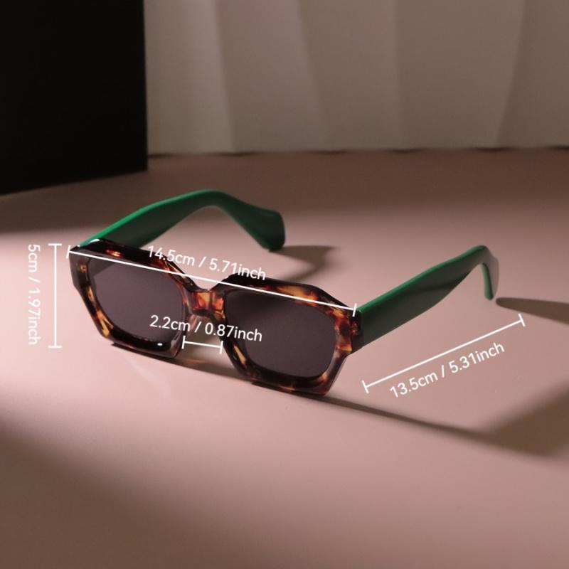 1 шт. Винтажные многоугольные очки в стиле ретро для женщин и мужчин - Классическая прямоугольная оправа с декоративными линзами с зеленым оттенком