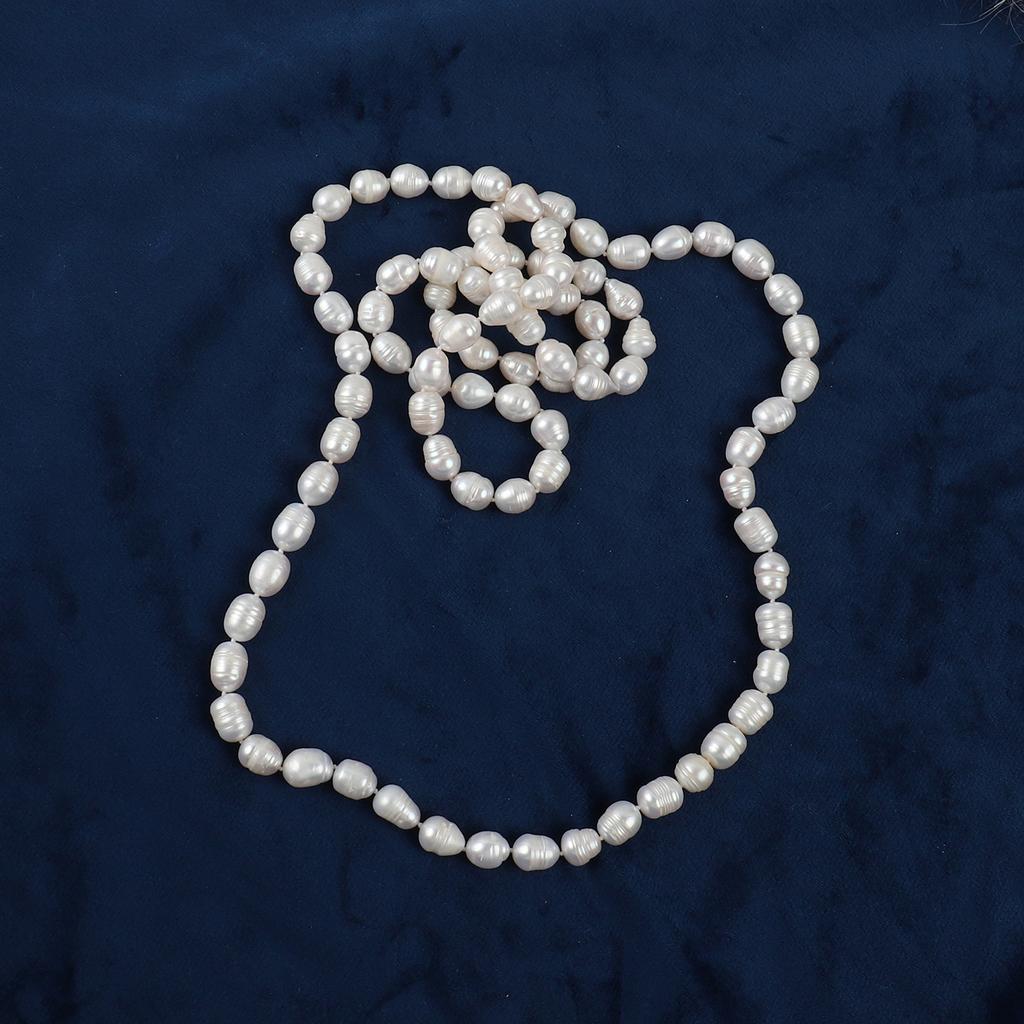 Natural Freshwater 10/11mm Large Threaded Pearl Beaded Sweater Chain Layered Wear Hand-knotted Necklace Strands Fashion Jewelry