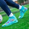 Men's High Top Football Boots Rubber Soft Sole Short Spikes Artificial Turf Leather Youth Children's Football Boots