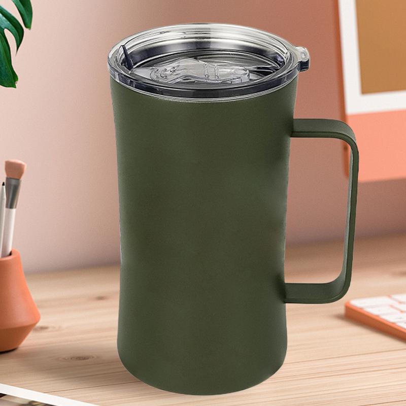 Изолированные стаканы с ручками Большой емкости Чашка для питья Защита от брызг 600 мл Термостакан для горячих и холодных напитков Кофе