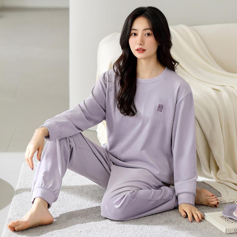 Пижама из флиса Island Женская Весенне-осенняя Утолщенный флис Коралловый флис Повседневная Можно носить на улице Домашняя одежда Осенне-зимний Тонкий флисовый костюм