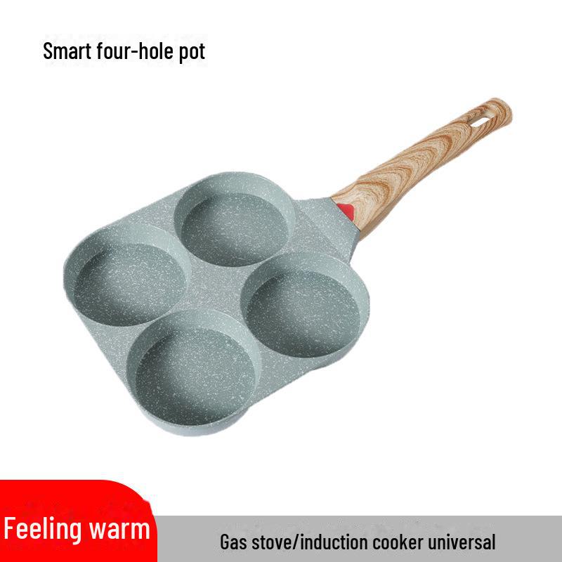 Non-Stick 4-Hole Breakfast Frying Pan for Eggs, Burgers, and Pancakes