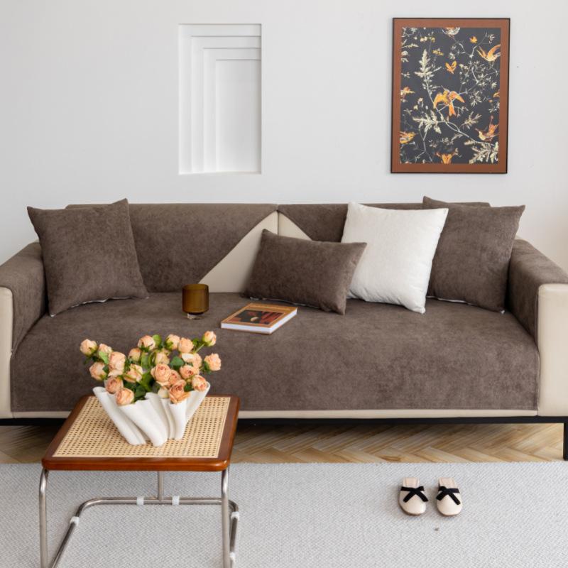 Водонепроницаемое однотонное полотенце для дивана, универсальное для четырех сезонов, противоскользящий бархатный коврик для дивана, минималистичная удобная подушка для защиты от царапин кошек