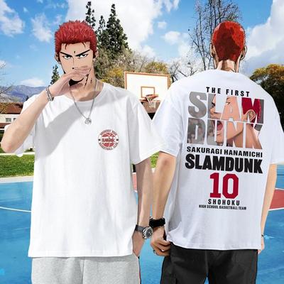 Мужская футболка в стиле японского аниме SLAM DUNK, летняя мода, хлопок, короткий рукав, женский, высококачественный, свободный топ