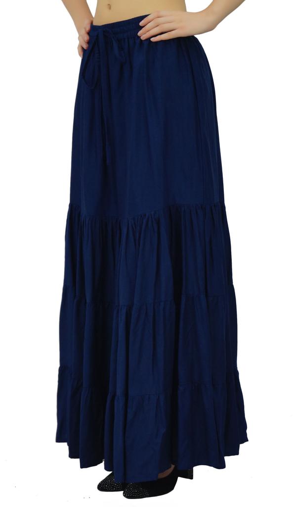 Bimba Длинная расклешенная юбка макси-ярус в стиле бохо с эластичной резинкой на талии из вискозы в стиле бохо