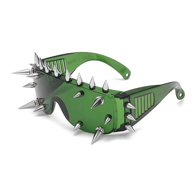 1Pieces Novelty Punk Glasses Rock Large Shield Spike Fashion Weird Club Sunglasses Mountaineering Glasses