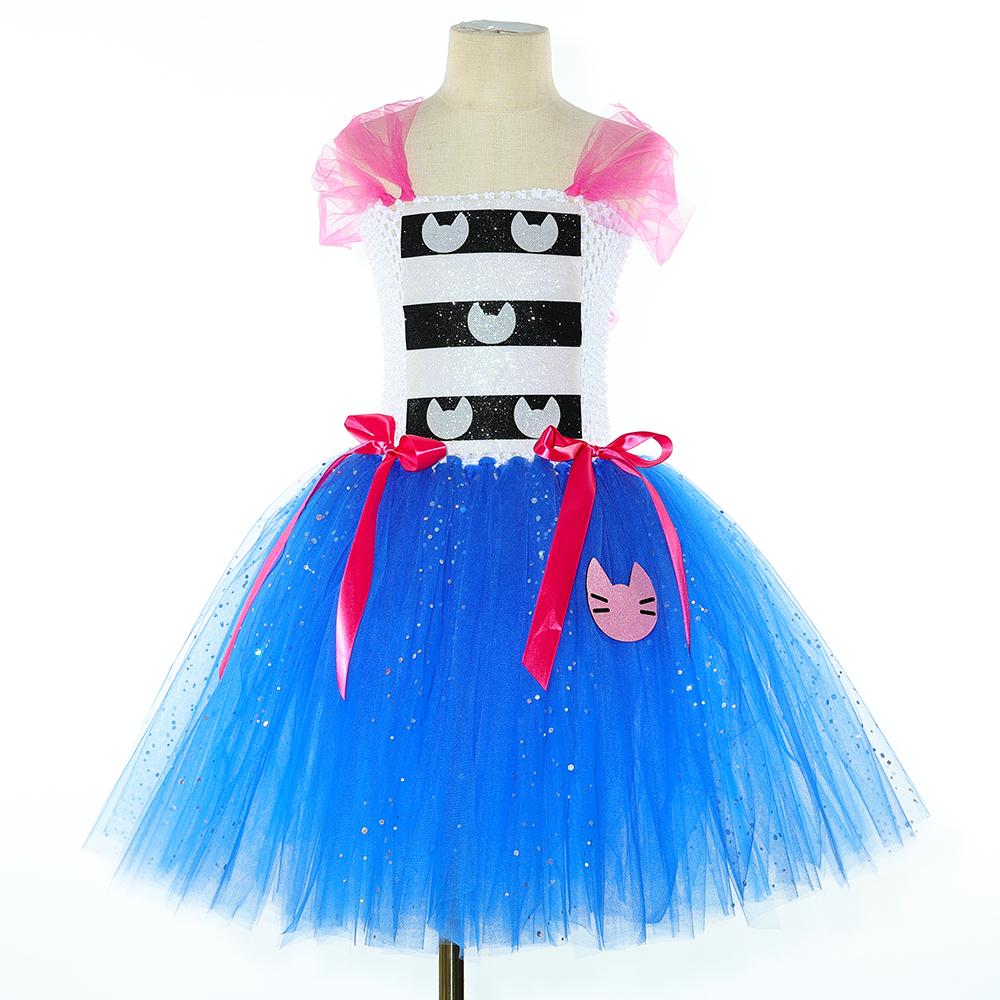 Gabby Dollhouse Costume Girls Fancy Tutu Dress Glitter Gabby Cat Tulle Princess Dress Set Kids Halloween Birthday Party Costumes