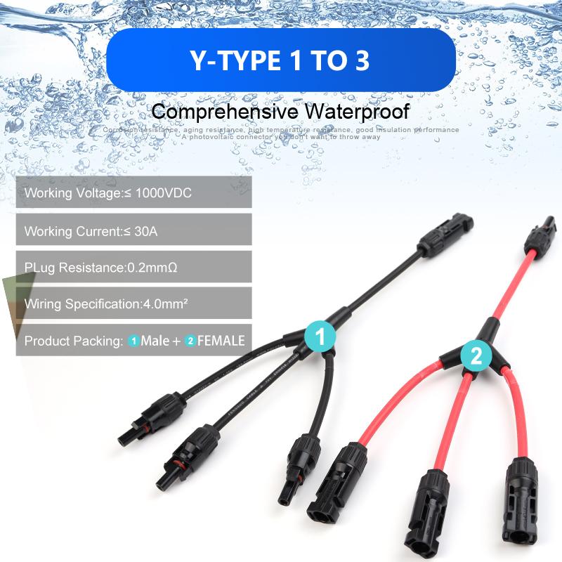 Соединитель для солнечной батареи Адаптер для фотоэлектрической панели Y-образный разъем 1 к 2 Параллельное соединение сборки пластины батареи RV PV Group Line