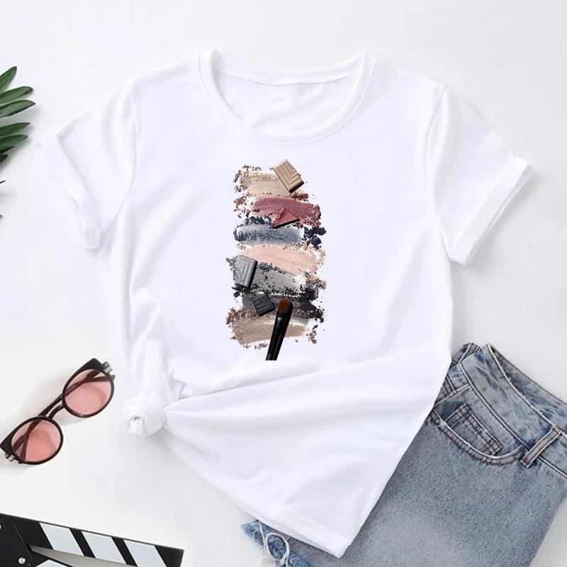 (Азиатский размер) Женская футболка с принтом ресниц, милый тренд, милый топ в стиле 90-х, модная футболка, женская одежда, футболки с короткими рукавами и графикой
