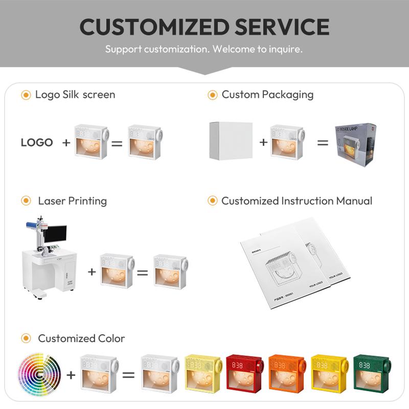 Modern Wireless LED Night Light Alarm Clock with Touch Control Plastic Lamp Body and Artistic Decoration