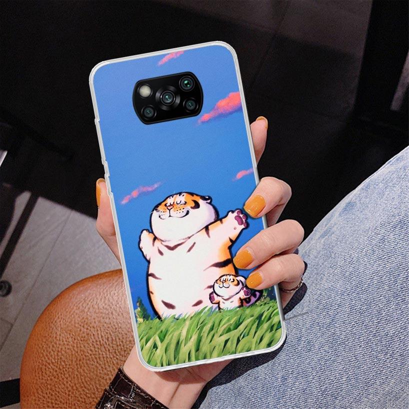 Cartoon Fat Tiger Phnoe Case for Xiaomi Poco X5 X6 X7 Pro X4 Gt F7 Ultra M8 M7 Redmi 15C 15 13C 13 12C 12 Unique Cover Coque Poc