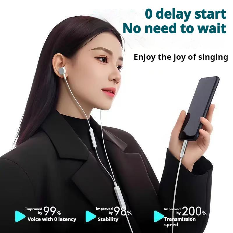 Professional Sound Card 9D Super Bass Earphones Type-C In Ear Headphones Karaoke/Live broadcast Headsets for Samsung With HD Mic