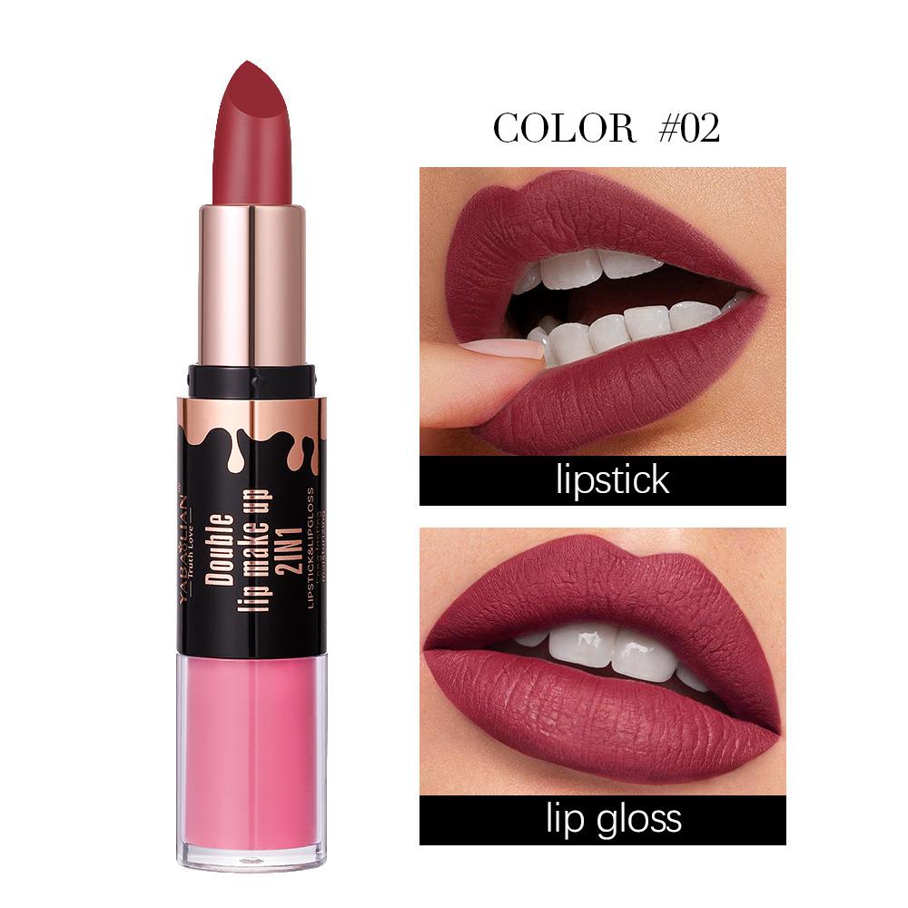 Двухкомпонентная матовая помада для губ с антипригарным покрытием Cup Velvet Mist Lip Glaze 2-в-1 водостойкий стойкий увлажняющий блеск для губ