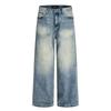 Madwitch Retro Cool Washed Straight-Leg Jeans for Men and Women, Loose Casual High Street Distressed Wide-Leg Pants Trendy