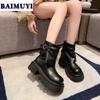 Женские ботильоны на платформе, туфли-челси на толстом каблуке, женские модные зимние туфли 2025 года из мягкой снежной кожи в готическом стиле, повседневные туфли-лодочки