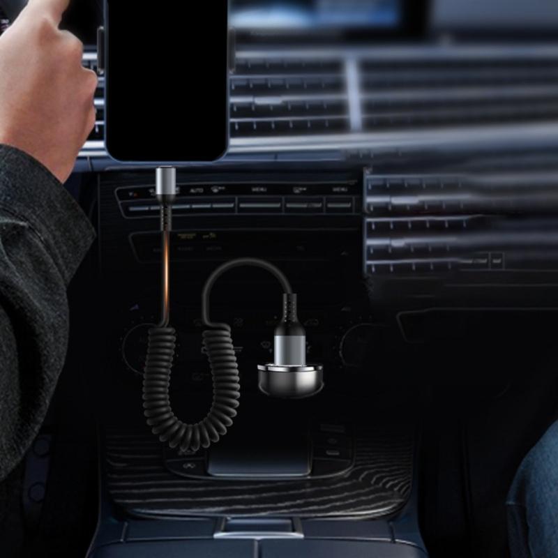 Пружинный скрученный кабель для передачи данных USB Type C Телескопический зарядный провод Регулируемая длина до 1,5 м Поддержка зарядки 6A