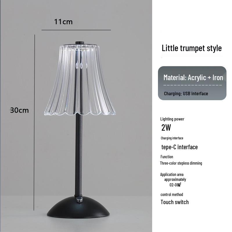 Crystal Retro Bedside Lamp - Luxury Rechargeable Night Light for Master Bedroom