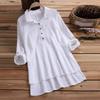 Cotton Linen Blouse With Pockets For Casual Office Wear
