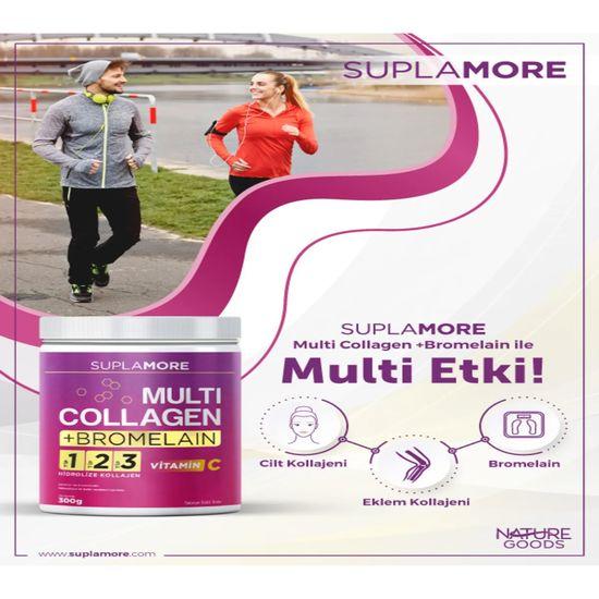 Коллаген Мульти Коллаген и Бромелайн Тип 1 Тип 2 Тип 3 Гидролизованный коллагеновый порошок 300гр.