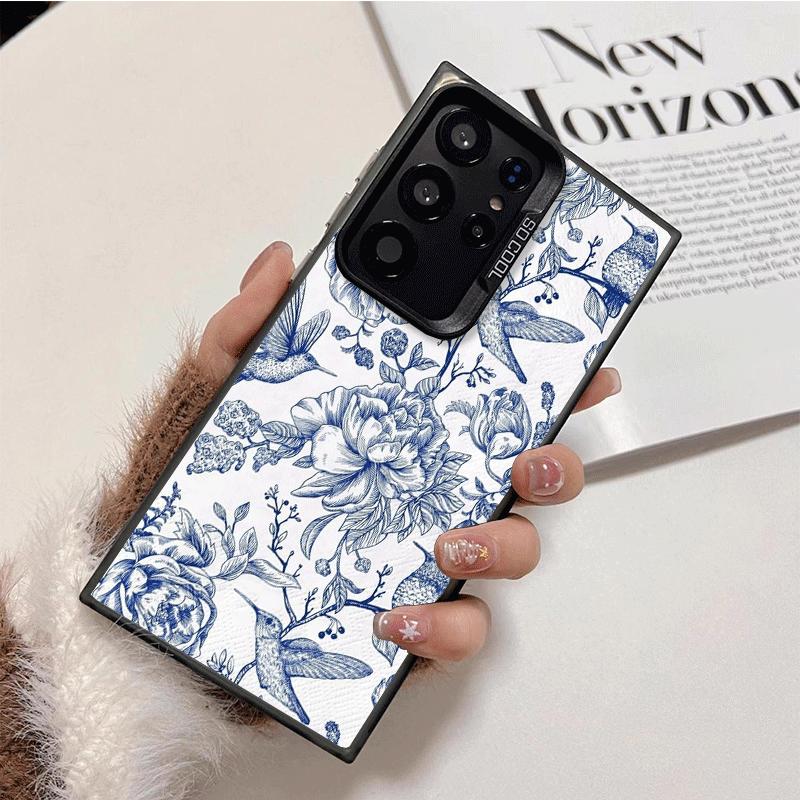 Ударопрочный чехол для телефона с узором из сине-белого фарфора для Samsung Galaxy S26 Edge S25 Ultra S24 FE S23 Plus S21 Защита от падения