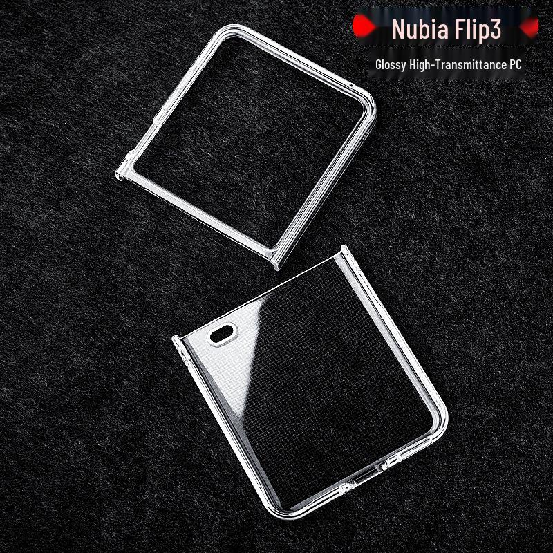 Прозрачный жесткий чехол Nubia Flip3: Складная защита экрана с полным покрытием и высокой прозрачностью.