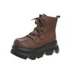 Platform Ankle Women Flats Snow Boots High Heels Leather Shoes Winter Casual Sneakers 2025 Trend Sport Lace Up Retro Botas Mujer