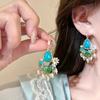 Turquoise Bohemian Turquoise Earrings Pearl Flower Shape Earrings Pendant  Beach