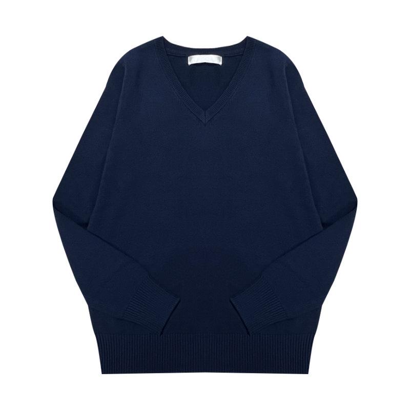 Пуловер с V-образным вырезом, вязаный в стиле японской школьной формы JK, для студентов - Унисекс, с длинным рукавом, в наличии.