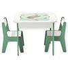 GINGER HOME Table Enfant 4 en 1 avec 2 Chaises – Plateaux Réversibles, Tableau Noir &amp; Blocs type LEGO – Design FOREST