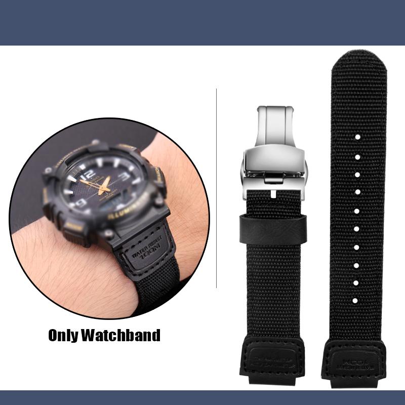 Для Casio нейлоновый ремешок W-735H AE-1200WH SGW-300/400H/500H AQ-S810W AE-1000/1300 MRW-200H Выпуклый 16 18мм Холст Силикон Ремешок для часов