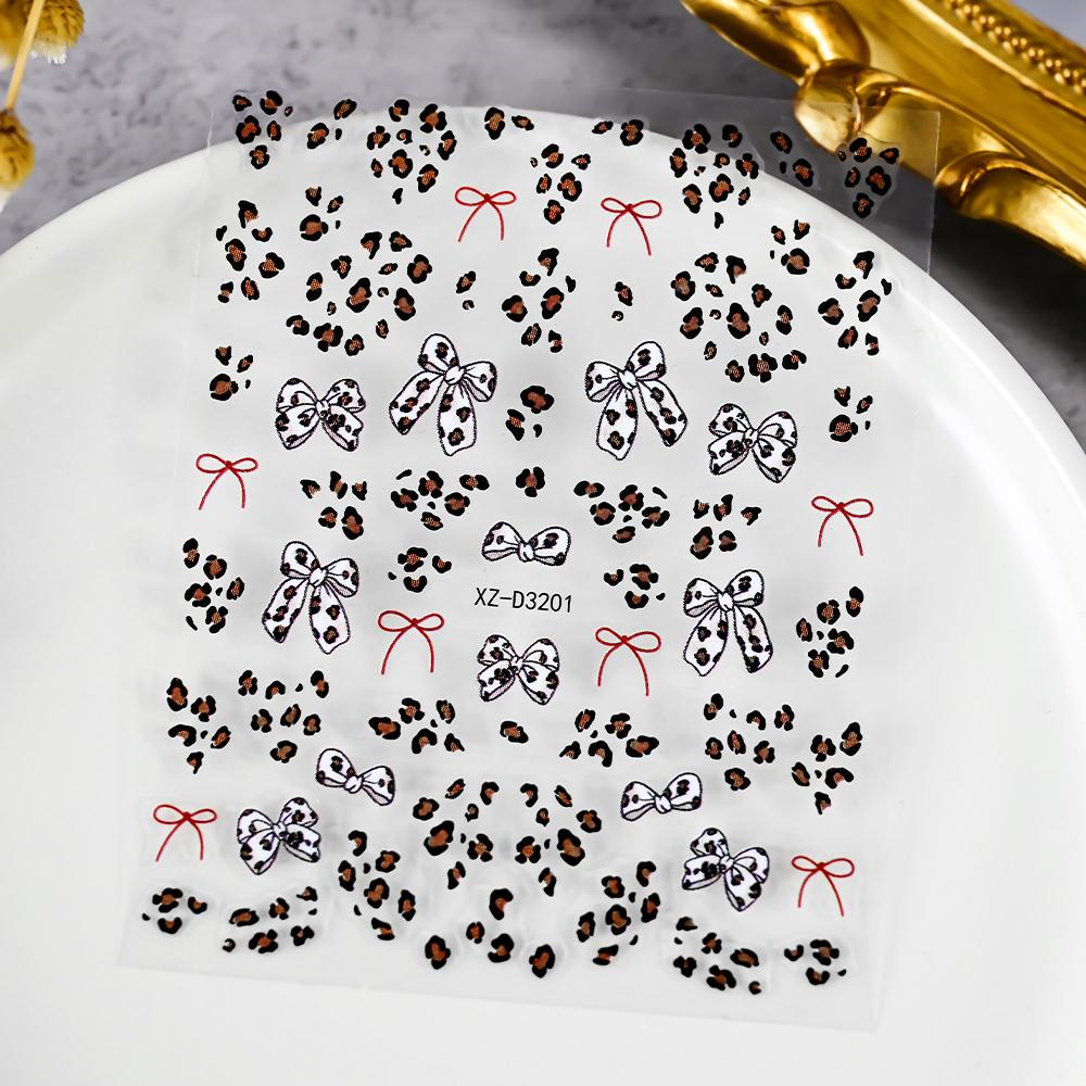 1pcs 5D Leopard Print Nail Art Stickers Sexy Leopard French Self Adhesive Nail Decals 8x10cm Leopard Manicure DIY Supplies Y2K